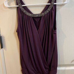 Express Burgundy Dressy Top Crushed Stone Collar